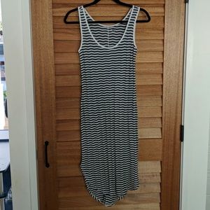 Three dots navy stripes body con dress